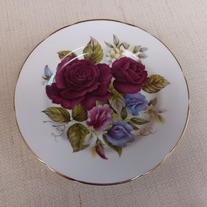 Floral Rose Collectible Plate Fine Bone China Straffordshire Crown VIctorian